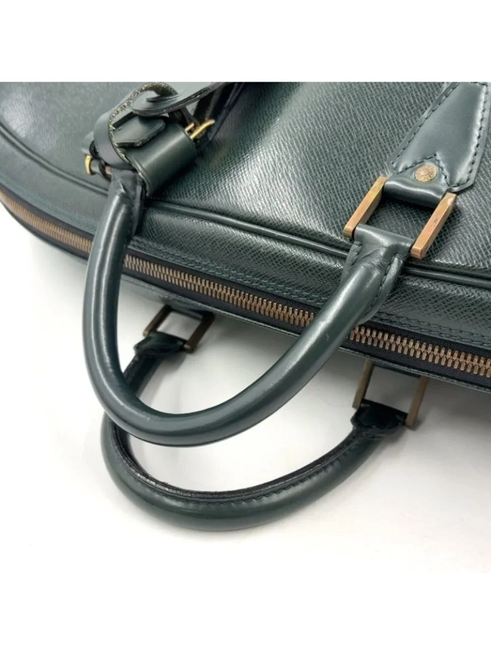 ★SOLD★ Louis Vuitton Elanga Un Posh Taiga Epi Sea Leather Green Boston Bag Gold - Picture 5 of 15